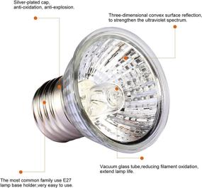 img 2 attached to 6 Pack of 50W Sunbathing Basking Lamp Heating Light Bulbs for Reptiles - Ideal for Lizards, Chameleons, Bearded Dragons, and Turtles