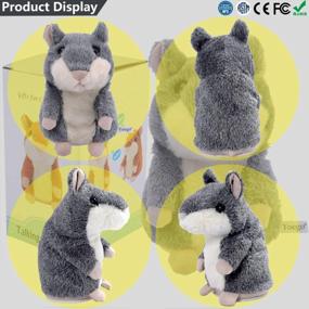img 3 attached to Interactive Talking Hamster Stuffed Plush Toy - Yoego Gray - Repeats And Mimics Your Voice - Great Gift For Kids Age 3+