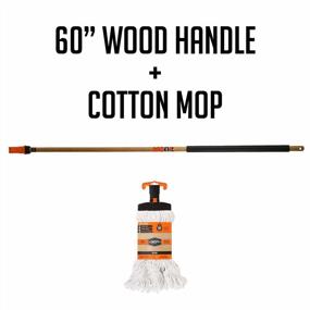 img 2 attached to SWOPT Premium Cotton Mop + 60" EVA Foam Comfort Grip Wooden Handle, Combo — Mop Head With Long Handle Interchangeable With All SWOPT Cleaning Products — Mop Safe For Wood, Laminate Or Tile