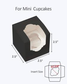 img 2 attached to Yotruth 2.5” X 2.5” X 2.5”Black Mini Cupcake Boxes Single Individual Easy Assembly With Window And Insert 50Pack
