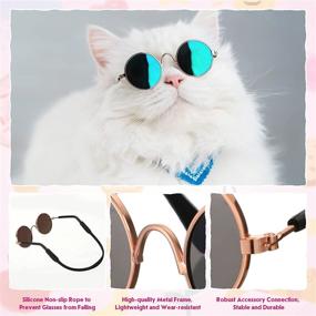 img 2 attached to 🐶 Stylish Pet Costume Accessories: 8 Piece Set of Dog Neck Tie and Round Metal Sunglasses - Perfect for Dogs and Cats - Ideal for Grooming, Cosplay Parties, and Retro Style!