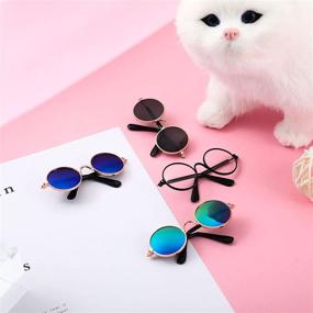 img 1 attached to 🐶 Stylish Pet Costume Accessories: 8 Piece Set of Dog Neck Tie and Round Metal Sunglasses - Perfect for Dogs and Cats - Ideal for Grooming, Cosplay Parties, and Retro Style!