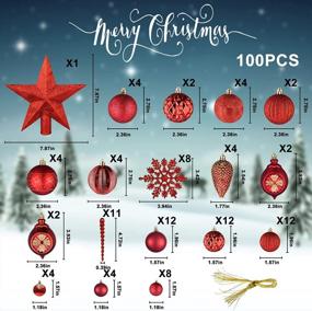 img 3 attached to Illuminew Red Shatterproof Christmas Ball Ornament Set - 100 Assorted Baubles Pendants For Xmas Tree, Seasonal Decor And Holiday Parties - Indoor Decoration
