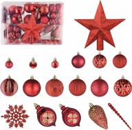 illuminew red shatterproof christmas ball ornament set - 100 assorted baubles pendants for xmas tree, seasonal decor and holiday parties - indoor decoration logo