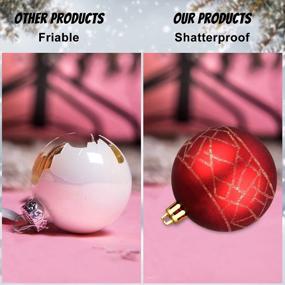 img 1 attached to Illuminew Red Shatterproof Christmas Ball Ornament Set - 100 Assorted Baubles Pendants For Xmas Tree, Seasonal Decor And Holiday Parties - Indoor Decoration