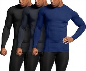 img 3 attached to ATHLIO Men'S Long Sleeve Compression Shirts With UPF 50+, Ideal For Water Sports, Athletic Workouts And Rash Guard Base Layer - Available In A Pack Of 1 Or 3