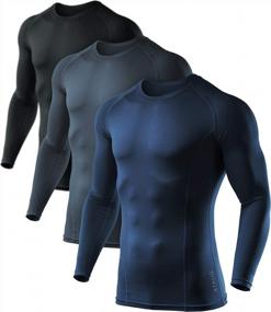 img 4 attached to ATHLIO Men'S Long Sleeve Compression Shirts With UPF 50+, Ideal For Water Sports, Athletic Workouts And Rash Guard Base Layer - Available In A Pack Of 1 Or 3