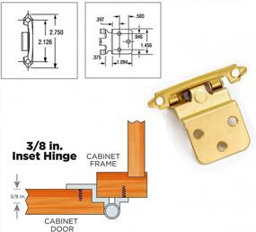 img 3 attached to 20 Pack Homdiy SCH38BB 3/8 Inch Gold Brushed Brass Self-Closing Face Mount Cabinet Hinges - 10 Pairs Of Kitchen Furniture Hardware Inset Hinges