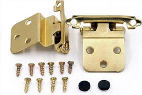 img 4 attached to 20 Pack Homdiy SCH38BB 3/8 Inch Gold Brushed Brass Self-Closing Face Mount Cabinet Hinges - 10 Pairs Of Kitchen Furniture Hardware Inset Hinges