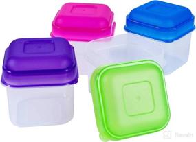 img 4 attached to 🍱 Jacent Clear Plastic Snack Pack Containers With Colored Lids, 4 Count per Package, Single Pack