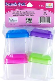 img 1 attached to 🍱 Jacent Clear Plastic Snack Pack Containers With Colored Lids, 4 Count per Package, Single Pack