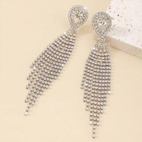 img 2 attached to Sparkling Crystal Tassel Earrings With Rhinestone Accents - Perfect Gift For Women