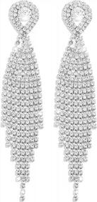 img 4 attached to Sparkling Crystal Tassel Earrings With Rhinestone Accents - Perfect Gift For Women