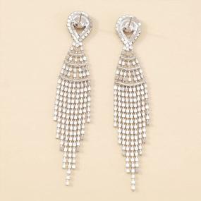 img 1 attached to Sparkling Crystal Tassel Earrings With Rhinestone Accents - Perfect Gift For Women