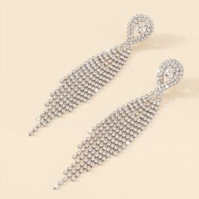 img 3 attached to Sparkling Crystal Tassel Earrings With Rhinestone Accents - Perfect Gift For Women