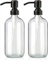 2-pack amazerbath glass soap dispenser - rustproof bronze pump, 17 oz liquid lotion & kitchen dish soap logo