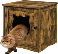 🐱 rustic brown cat litter box enclosure & side table: hidden washroom & cabinet for living room bedroom logo