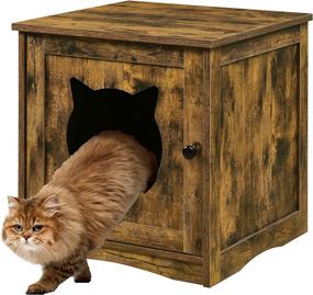 img 4 attached to 🐱 Rustic Brown Cat Litter Box Enclosure & Side Table: Hidden Washroom & Cabinet for Living Room Bedroom