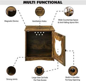 img 1 attached to 🐱 Rustic Brown Cat Litter Box Enclosure & Side Table: Hidden Washroom & Cabinet for Living Room Bedroom