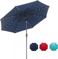 enjoy outdoor ambience: 9ft solar-powered patio umbrella with 32 led lights, unique central hug light, and tilt function logo