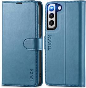 img 4 attached to TUCCH Lake Blue Wallet Case For Galaxy S22 5G - Featuring Shockproof TPU Interior, RFID Blocking, Card Slots, Folio Stand And Magnetic PU Leather Cover - Compatible With Galaxy S22 6.1-Inch