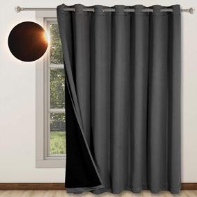 img 4 attached to WONTEX 100% Blackout Curtains For Bedroom/Living Room/Patio, 100 Inch Wide X 84 Inch Long, Grey – Thermal Insulated And Light Blocking Room Divider Curtains, Wide Width Grommet Curtain Panel