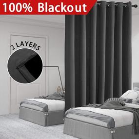 img 3 attached to WONTEX 100% Blackout Curtains For Bedroom/Living Room/Patio, 100 Inch Wide X 84 Inch Long, Grey – Thermal Insulated And Light Blocking Room Divider Curtains, Wide Width Grommet Curtain Panel