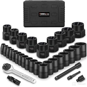 img 4 attached to 🔧 THINKWORK 3/8" Drive Metric Shallow Impact Socket Set & Bolt Extractor Set - Ultimate Solution for Damaged, Frozen, Rusted Bolts, Nuts & Screws