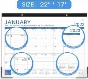 img 1 attached to Stay Organized With A Large 2023 Desk Calendar - Jan. To Dec. Planning, Ruled Blocks, Tear Off Design, And Corner Protectors - Blue