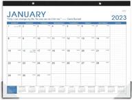 stay organized with a large 2023 desk calendar - jan. to dec. planning, ruled blocks, tear off design, and corner protectors - blue logo