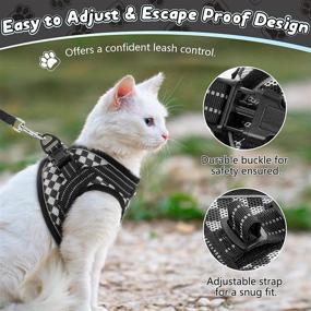 img 1 attached to 🐱 Rabbitgoo Cat Harness and Leash - Escape Proof, Adjustable Soft Mesh Vest Harness for Outdoor Walking - Breathable with Reflective Strips - Black Plaid, Medium