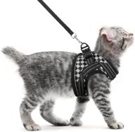 🐱 rabbitgoo cat harness and leash - escape proof, adjustable soft mesh vest harness for outdoor walking - breathable with reflective strips - black plaid, medium логотип