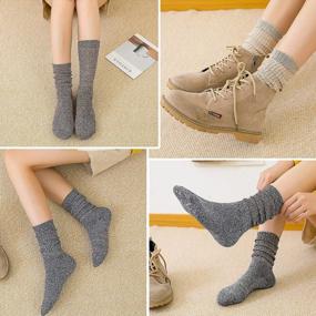 img 3 attached to Women'S 5-Pack Mid-Calf Slouch Boot Socks, Cute Crew Cotton Scrunch Socks