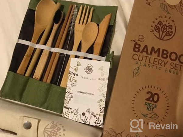 img 1 attached to 2-Pack Bamboo Utensils Set W/ Bonus 2 Toothbrushes, Straws & Storage Bags - Reusable Greenzla Cutlery Kit review by Ryan Reiter