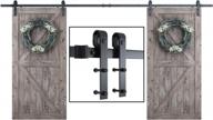 heavy duty 12ft double sliding barn door hardware kit - smooth & quiet operation for 36" wide doors - j shape hanger black | smartstandard. logo