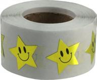 metallic gold happy face star shape stickers 0.75 inch 500 adhesive labels logo