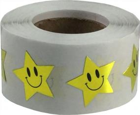 img 2 attached to Metallic Gold Happy Face Star Shape Stickers 0.75 Inch 500 Adhesive Labels