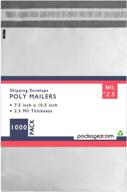 packagezoom 1000 bags 7.5" x 10.5" poly mailer envelopes double layer 2.5 mil shipping bags with self sealing and waterproof tear-proof postal bags, white logo
