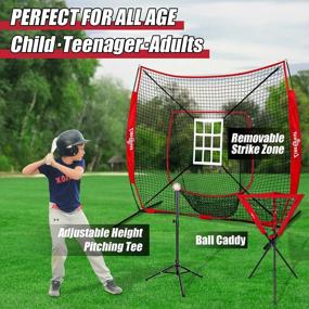 img 3 attached to Premium 7' X 7' Baseball And Softball Practice Net For Enhanced Hitting, Pitching, Batting, And Catching, Including Batting Tee, Caddy, And Strike Zone Indicator