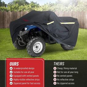 img 2 attached to 🛡️ Badass Moto Heavy Duty Triple Waterproof 4 Wheeler Cover - Rip Resistant Night Reflective Quad Four Wheeler ATV Cover with Advanced Waterproofing, Easy Access Zipper & Vents - Black, Large, 95 Inches: Ultimate Protection for Your ATV!