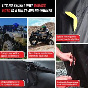 img 1 attached to 🛡️ Badass Moto Heavy Duty Triple Waterproof 4 Wheeler Cover - Rip Resistant Night Reflective Quad Four Wheeler ATV Cover with Advanced Waterproofing, Easy Access Zipper & Vents - Black, Large, 95 Inches: Ultimate Protection for Your ATV!