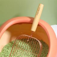 🌹 rose gold metal litter scoop: durable, large size cat litter scooper with wood handle - perfect for clumping litter logo