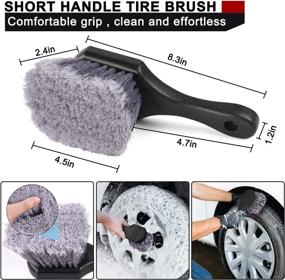 img 1 attached to 🧽 Lezcufer 16Pcs Car Wheel Tire Detailing Brush Set with Car Detailing Brushes,17inch Long Handle Rim Wheel Brush, Short Handle Tire Brush, Car Cleaning Kit for Wheels, Interior, Exterior