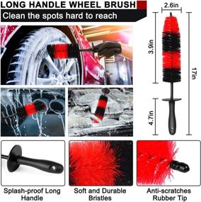 img 3 attached to 🧽 Lezcufer 16Pcs Car Wheel Tire Detailing Brush Set with Car Detailing Brushes,17inch Long Handle Rim Wheel Brush, Short Handle Tire Brush, Car Cleaning Kit for Wheels, Interior, Exterior