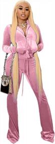 img 3 attached to Chic And Cozy: Adogirl Women'S Velvet Zipper Sweatshirt And Bell Bottom Pants Tracksuit Set