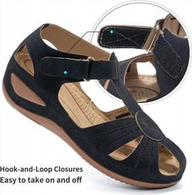 img 2 attached to Women Summer Sandals Beach Wedge - DUOYANGJIASHA Bohemia Flip-Flop Ankle Strap Comfy Round Toe Gladiator Outdoor Shoes