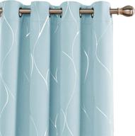transform your living room with deconovo's sky blue noise-reducing blackout curtains with silver wave foil print logo