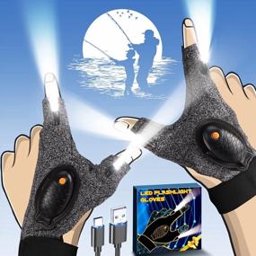 img 4 attached to Waterproof Rechargeable LED Flashlight Gloves - Perfect Stocking Stuffers For Men, Women, And Mechanics. A Cool Hands-Free Tool For Night Fishing, And Gifts For Husband, Boyfriend And Christmas.