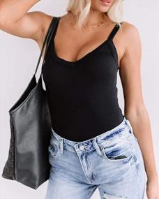 img 2 attached to Pepochic Solid Ribbed Tank Top для женщин - Scoop Neck, Low Cut, Slim Fit Cami, Sexy Summer Shirt