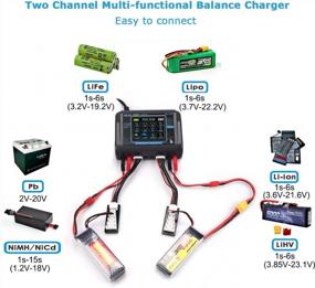img 3 attached to Эффективная зарядка с помощью зарядного устройства HTRC Lipo: двойной разрядник с сенсорным экраном 1-6S для RC Li-Ion, Life, NiCd, NiMH, LiHV, PB Smart Battery